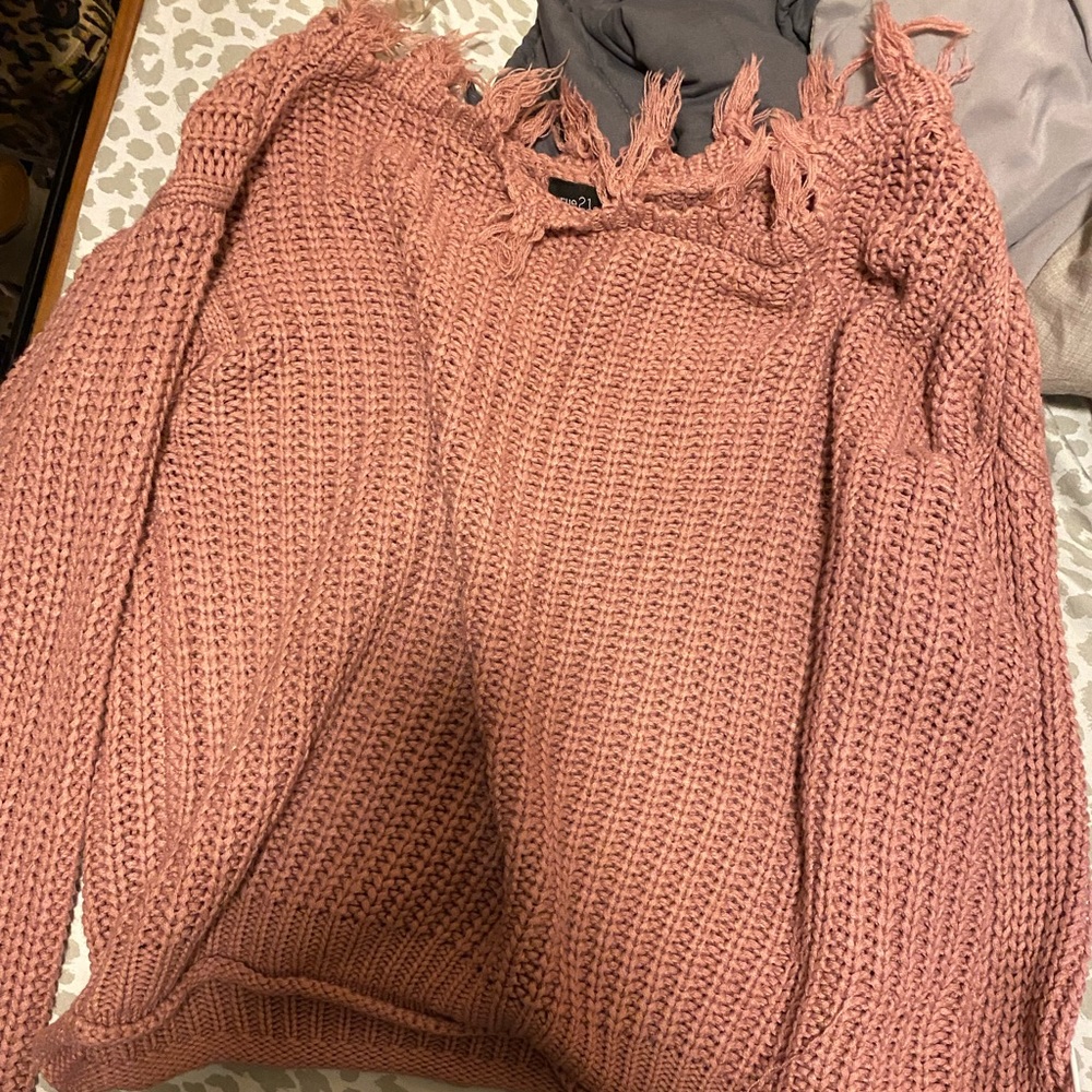 pink knit sweater